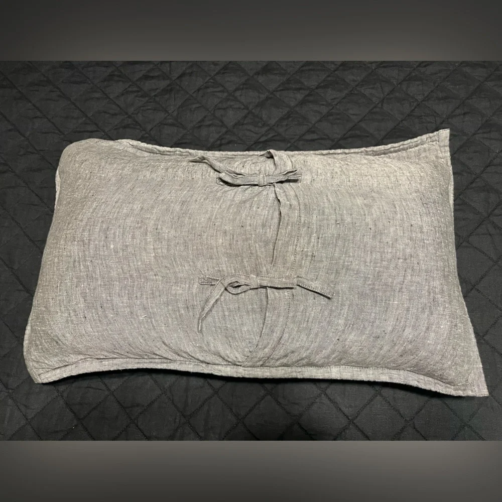 Restoration Hardware Quilted Linen Lumbar Pillow Sham - Graphite